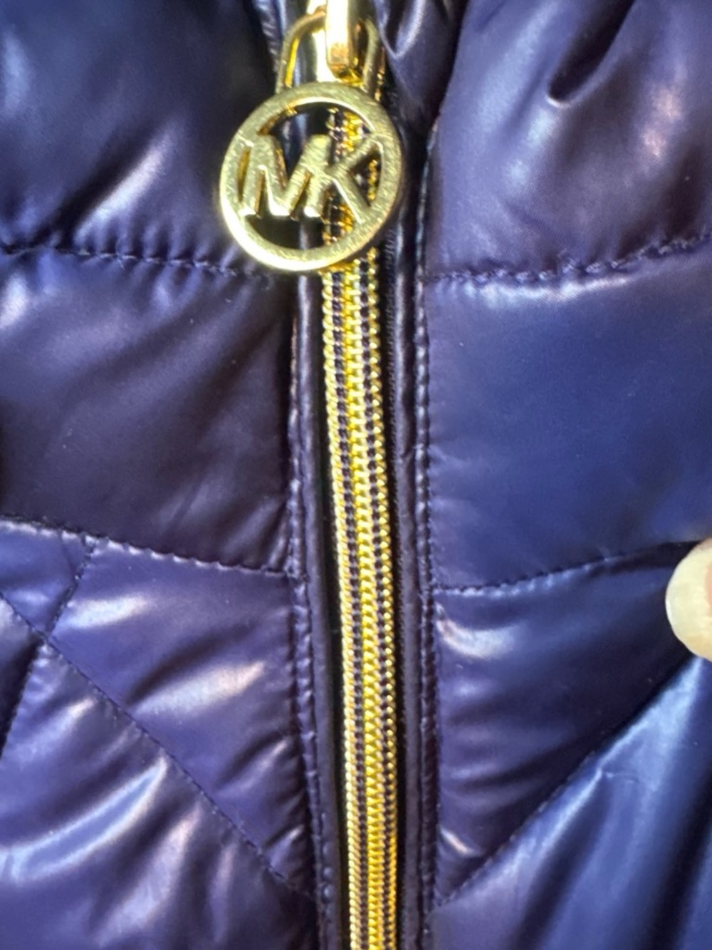 Michael Kors Girls' Navy Blue Quilted Puffer with Gold Hardware
